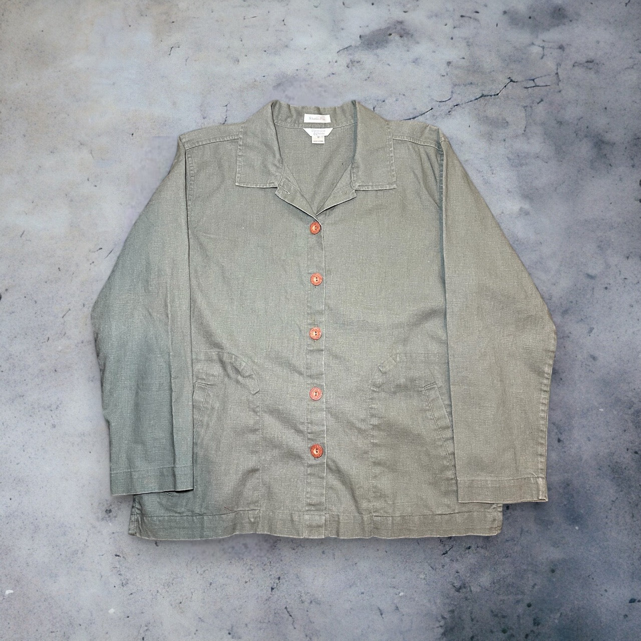 Green Linen Button Up Top/Jacket