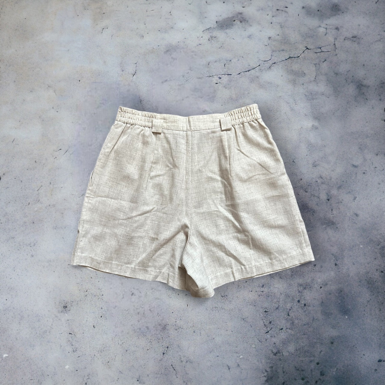 Cream Linen-Like Trouser Shorts