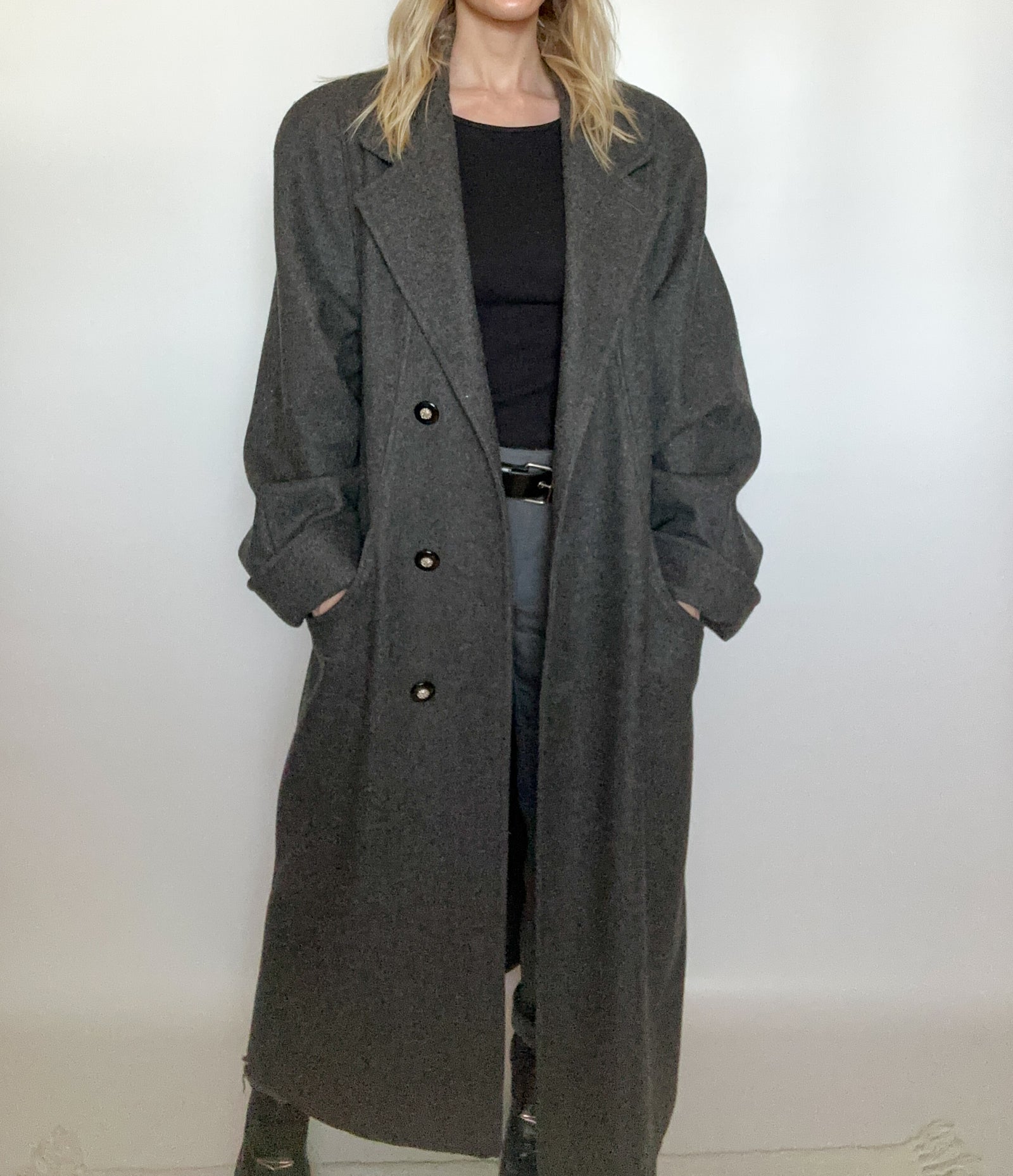 Grey Wool Trench Coat