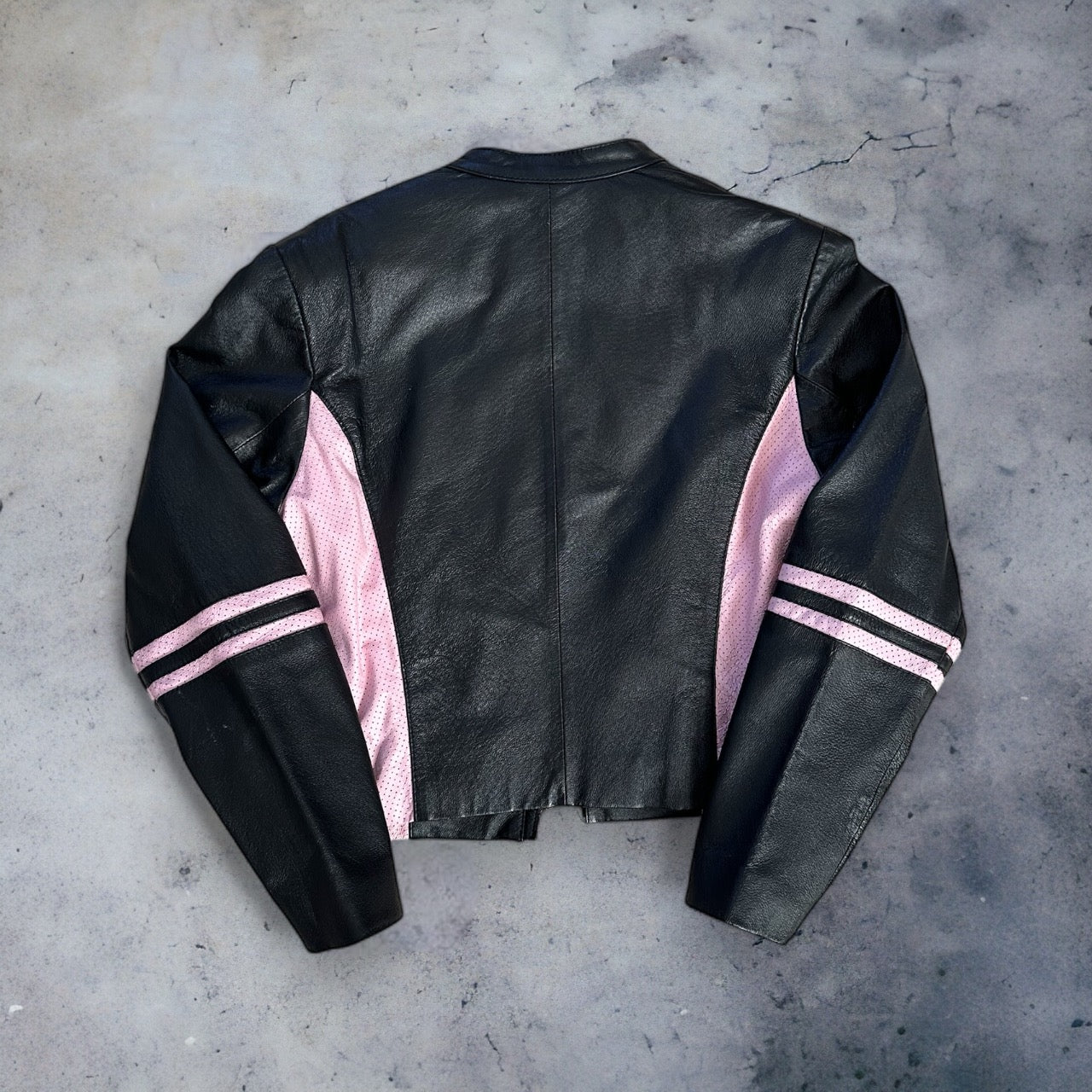 Pink & Black Leather Moto Jacket