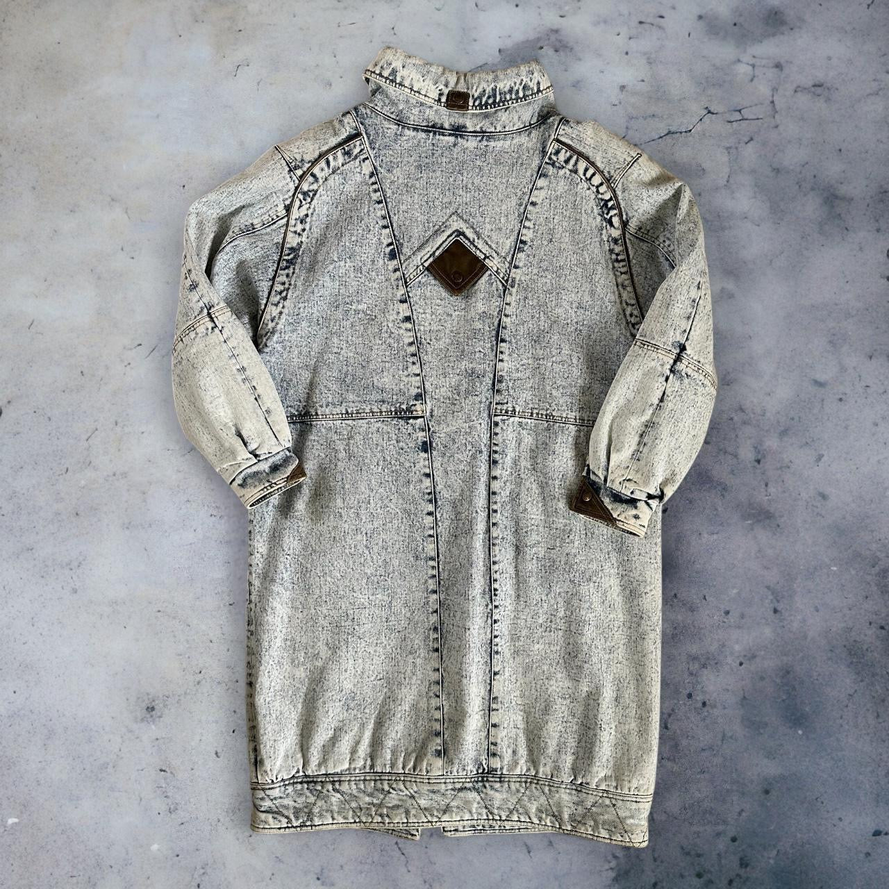 Acid Wash Long Denim Jacket