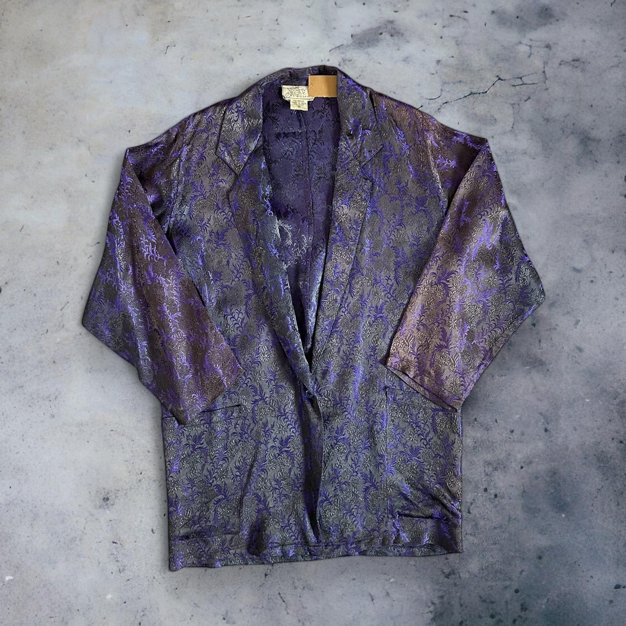 Purple Patterned Satiny Blazer