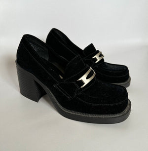 Velvet Platform Loafers