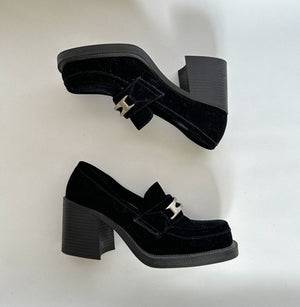 Velvet Platform Loafers