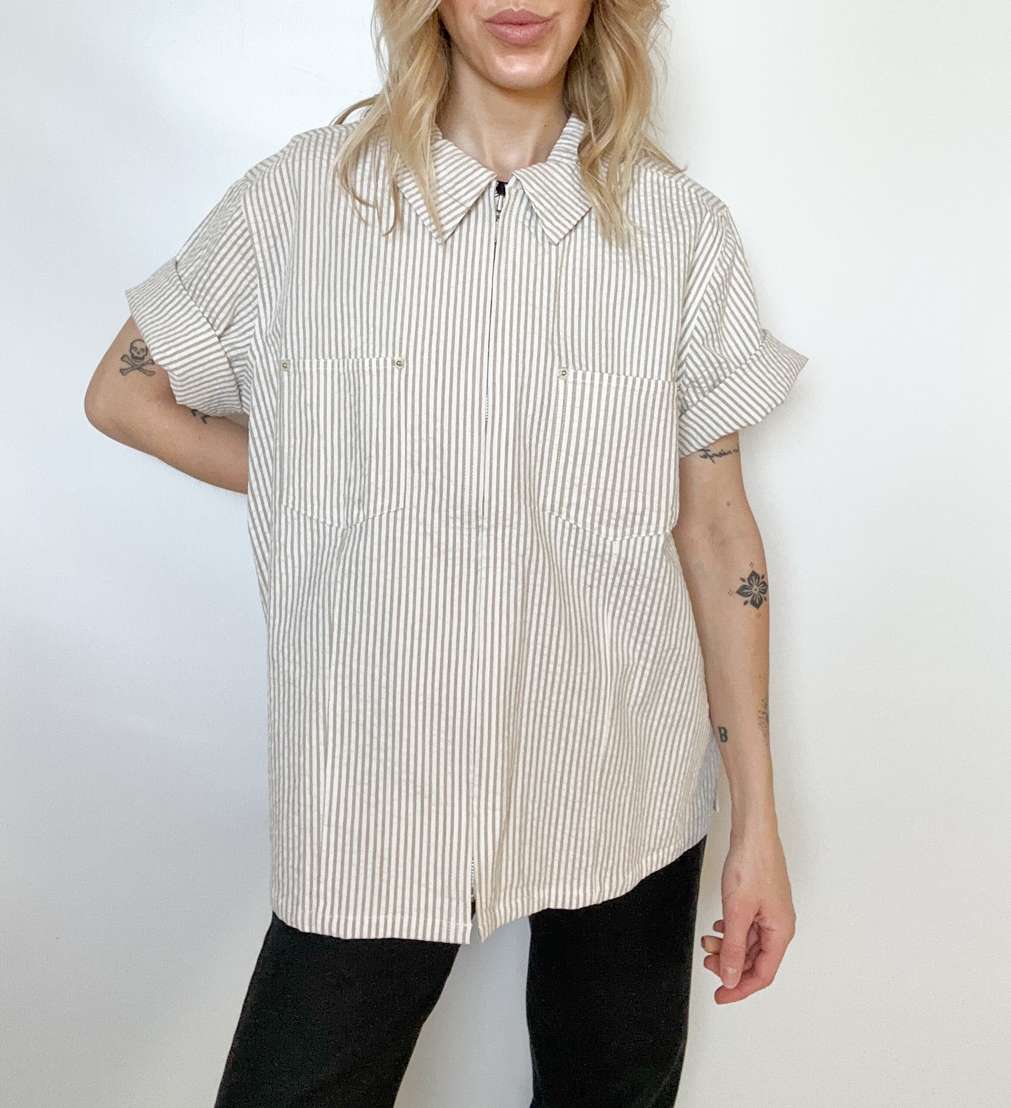 Striped Zip-Up Top