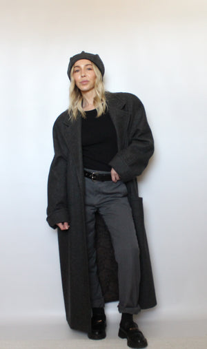 Grey Wool Trench Coat