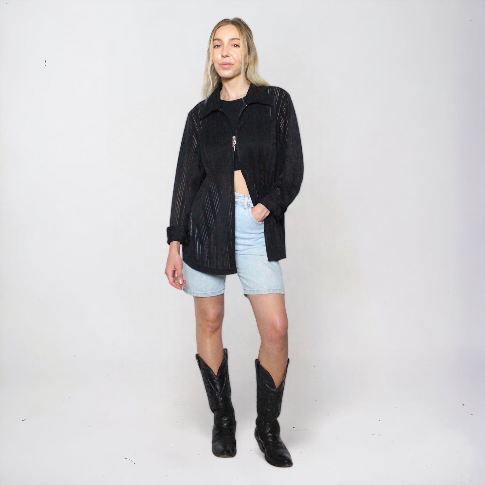 Double Zip Sheer Top