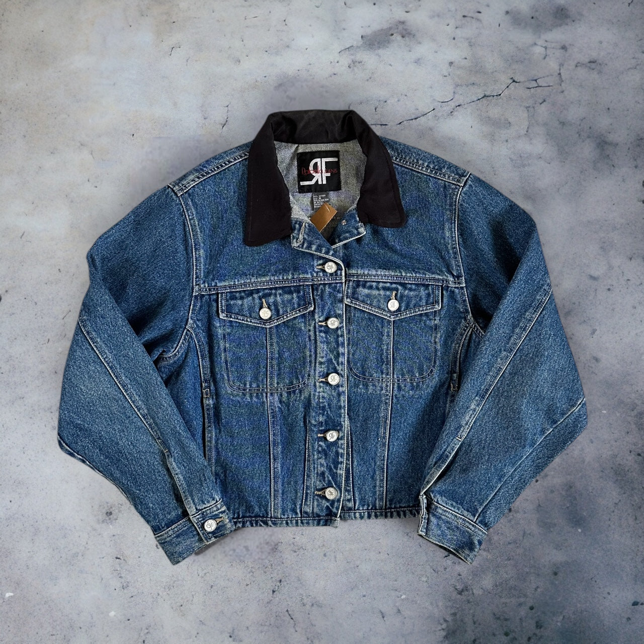 Denim Jacket with Black Collar