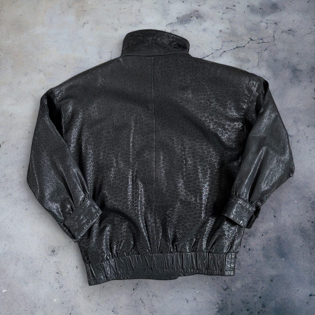 Black Patterned Leather Jacket