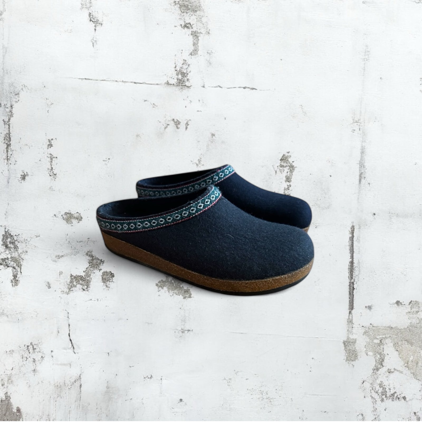 Navy Haflinger Felt Clogs
