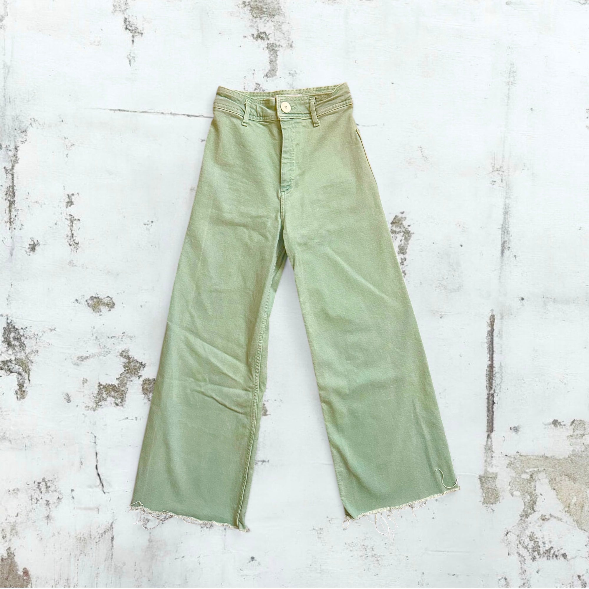 Zara Wide Leg Green Marine Pants
