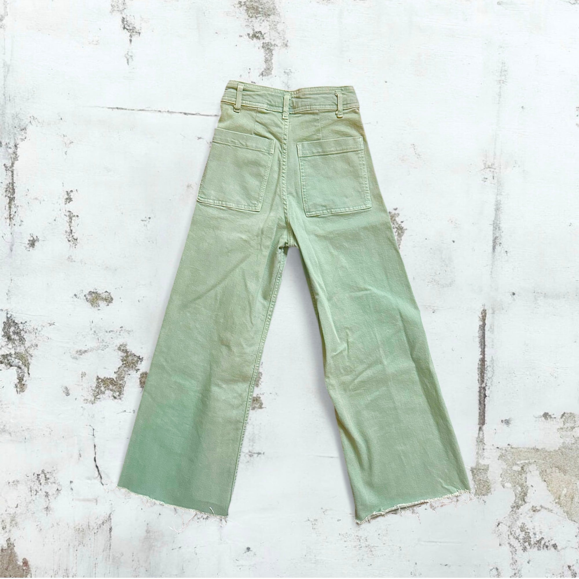 Zara Wide Leg Green Marine Pants