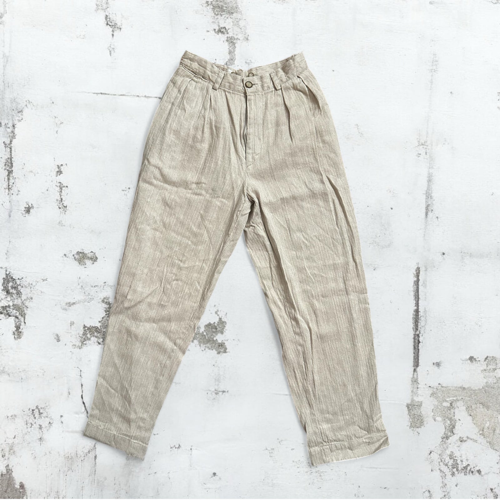 Tan Linen Trouser Pants