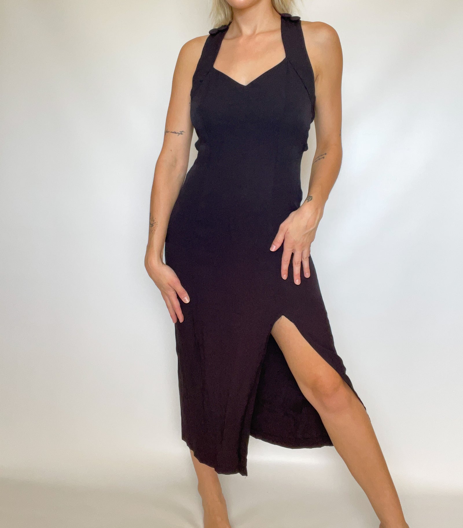 Long Black Slit Dress