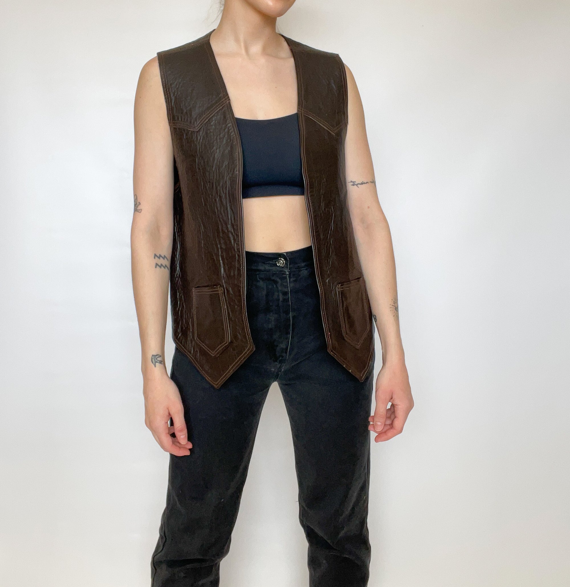 Dark Brown Leather Vest