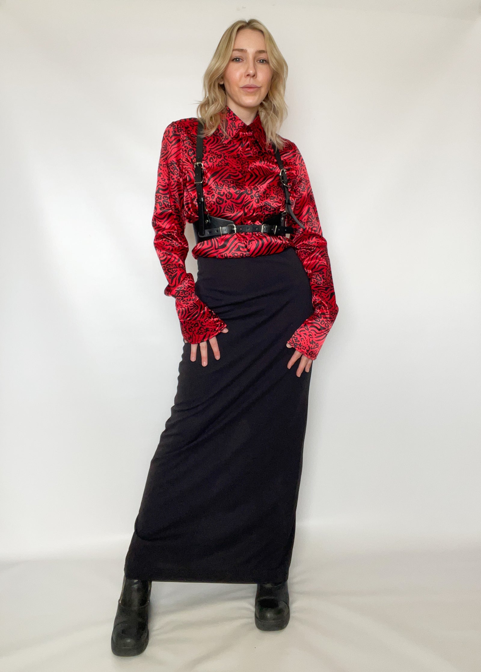 Satin-Like Animal Print Button Up