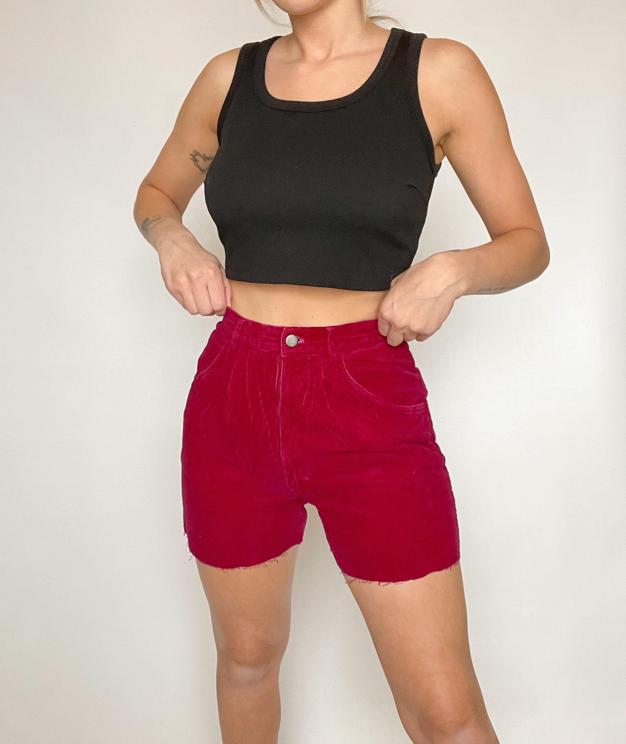 Maroon Cord Shorts